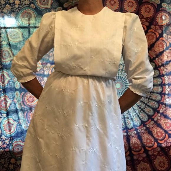 Vintage Prairie GUNNE SAX White Cotton Dress - Picture 5 of 6